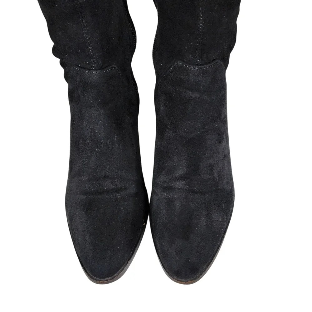 Steve Madden Over Knee Boots‎ 6 Women Black Stretch Faux Suede Riding Equestrian